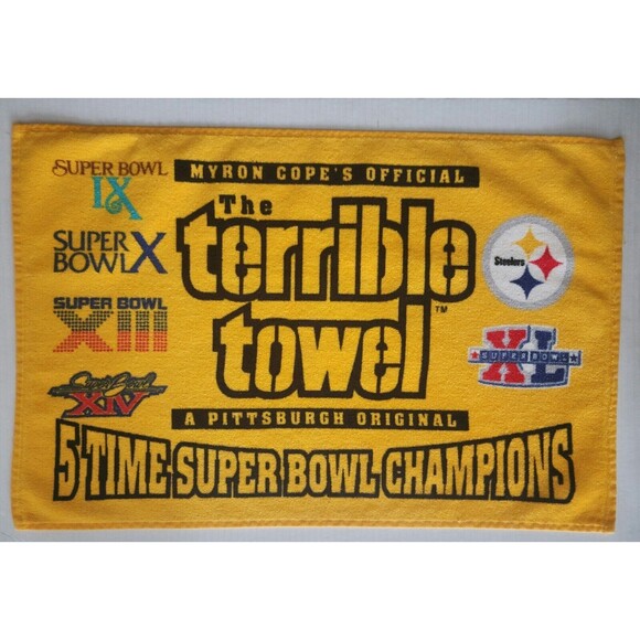 NFL Pittsburgh Steelers 5 Super Bowl Champions Terrible Towel Yellow Myron Copes - Picture 1 of 4